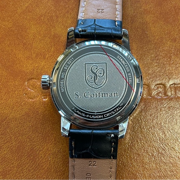 S Coifman Watch With 43mm Light Gold MoonPhase Chronograph Face & Black Band - Picture 3 of 6